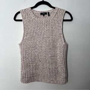 Theory Malda Meridian Sleeveless Sweater Vest size M beige tan Nylon Stretch